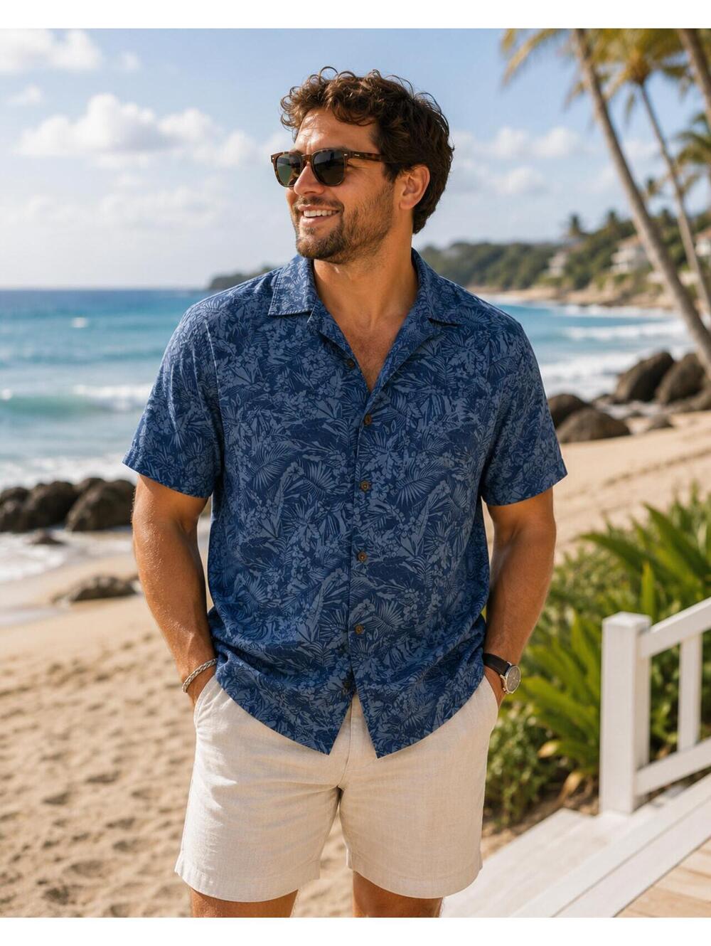 Mutual Weave Blue Tropical Hawaiian Button Front Shirt Men’s 3XL